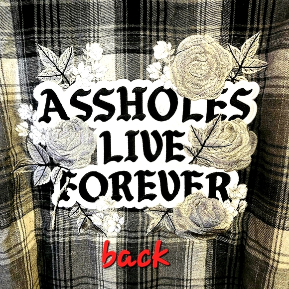 🆕️ Assholes Live Forever Women's Rose Flannel Graphic Shirt - Picture 8 of 12